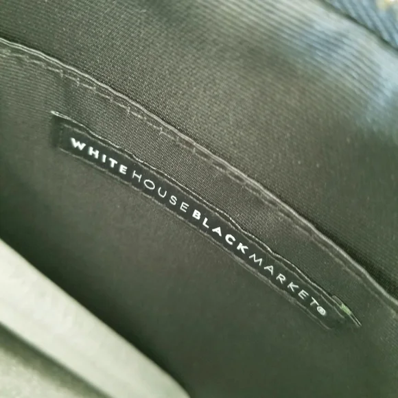 White House Black Market Black  Leather Silver Studded Pink Floral Clutch NWT - Picture 4 of 9